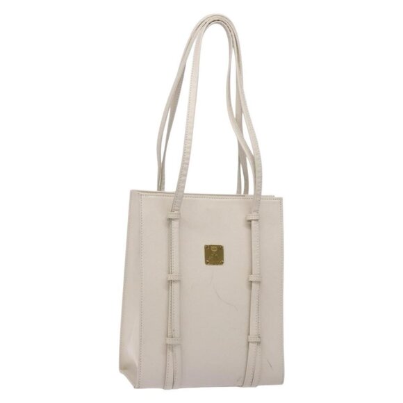 MCM Handbags - Authentic MCM Shoulder Bag Leather White Gold
